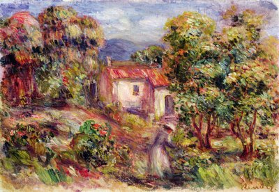 Žena trhající květiny v zahradě Les Colettes v Cagnes, 1912 od Pierre Auguste Renoir